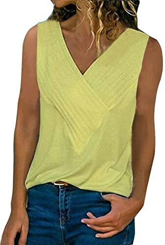 Generic Canotta da donna senza maniche con paillettes Club Evening Party Top Bretelle da donna Top da donna (03B-Yellow, M)