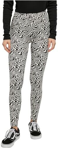 Urban Classics Ladies Soft Aop Leggings, Pantaloni Donna, Nero/Bianco (Psychedelicblack), L