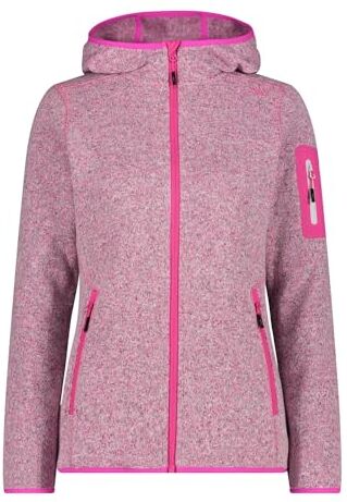 CMP Giacca in Knit-Tech da Donna con Cappuccio Fisso, Fuxia-Bianco, 42