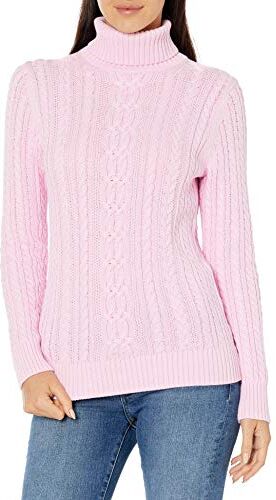 Amazon Essentials Maglione A Collo Alto Intrecciato con Screziatura (Taglie Forti Disponibili) Donna, Rosa Chiaro, S