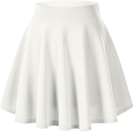 Urban GoCo Donna Moda Svasata Mini Gonna da Pattinatrice Versatile Elastica Solida Colore Gonna Bianco XS