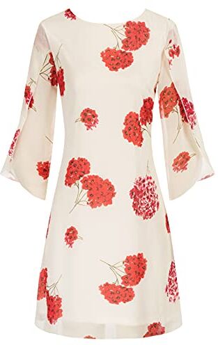 GRACE KARIN Abito da Sera da Sera Midi vestibilità Ampia da Donna Abito Estivo Chiffon Manica 3/4 L Bianco-Rosso