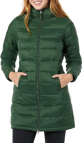 Amazon Essentials Cappotto di Piumino Leggero Impermeabile con Cappuccio (Taglie Forti Disponibili) Donna, Verde Scuro, M