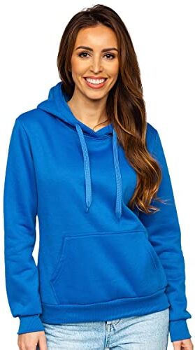 BOLF Donna Felpa con Cappuccio Maglia Manica Lunga Classica Hoodie Tempo Libero Sport Fitness Outdoor Basic Casual Style W02B Blu(Scuro) L [A1A]