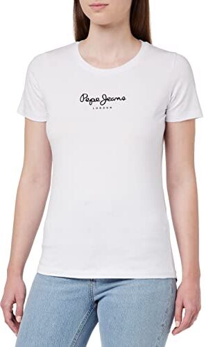 Pepe Jeans New Virginia Maglietta da Donna Slim Fit a Maniche Corte, Bianca, M