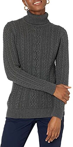 Amazon Essentials Maglione A Collo Alto Intrecciato con Screziatura (Taglie Forti Disponibili) Donna, Carbone Puntinato, S