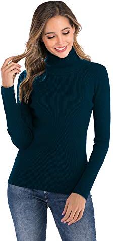 Enjoyoself Donna Maglione Elegante Collo Alto Maniche Lunghe Pullover Accollato Maglia a Maglieria Dolcevita Classico Invernale