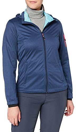 CMP Giacca melange in light softshell da donna con cappuccio removibile, Blue Mel., 48