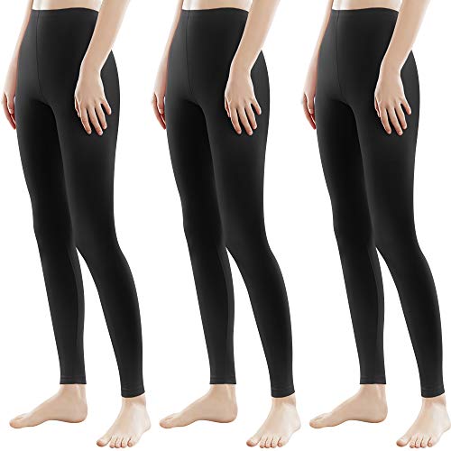 Libella 3 Pezzi  Donne Lungo Leggings colorato Pantaloni con vita alta Vestibilità slim atletico in cotone 4108 nero S