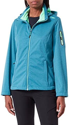 CMP Giacca melange in light softshell da donna con cappuccio removibile, Bottle Light Mel., 50