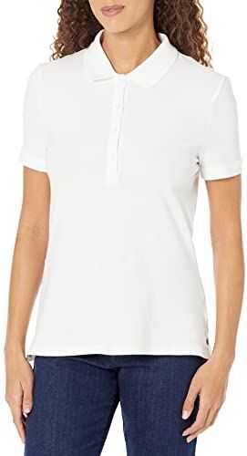 Amazon Essentials Polo A Manica Corta (Taglie Forti Disponibili) Donna, Bianco, 3XL Plus