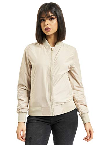 Urban Classics Giubbotto Bomber da Donna con Polsini a Coste, Giacca a Vento Leggera, Giubbottino Bomber a Maniche Lunghe con Cerniera e Tasche, Colore: Sand, Taglia: S