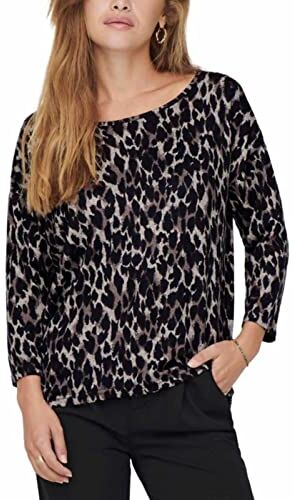 Only Printed 3/4 Sleeved Top, Maglione Donna, Grigio (Taupe Gray/Aop Anita Leo), S