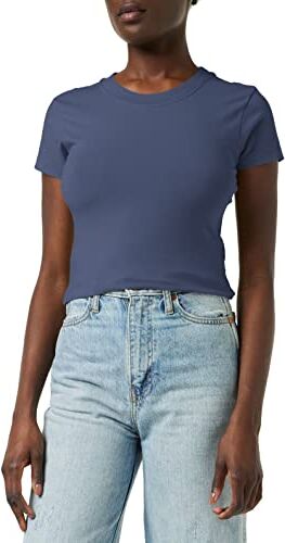 Urban Classics Maglia Elasticizzata da Donna in Jersey Cropped T-Shirt, Vintage Blue, XS