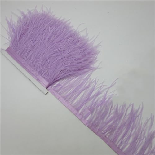 Kiioouu Finiture in piume di struzzo per gonne/abiti, 9,1 m, 10-15 cm, con piume di struzzo, per artigianato, piumaggio, abbigliamento, colore viola chiaro, 9,1 m