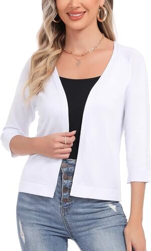 Sykooria Cardigan da Donna Bolero con Scollo a V Maniche a 3/4 Donna Cardigan Elegante Casual Cardigan Top Estivo Lungo Giacca Elegante Donna