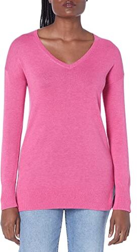 Amazon Essentials Maglione A Tunica Leggero A Maniche Lunghe Con Scollo A v (Disponibile In Taglie Forti) Donna, Rosa Puntinato, S