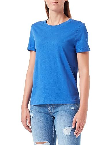 Vero Moda Vmpaula S/S-Maglietta Noos T-Shirt, Beaucoup Blue, S Donna
