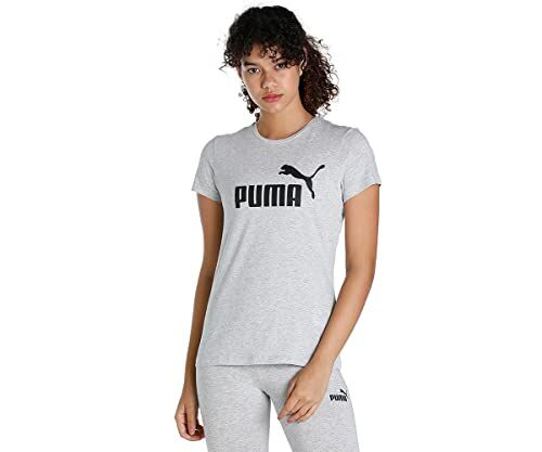 Puma Ess Logo Tee Maglietta, Light Gray Heather, L Unisex Adulto