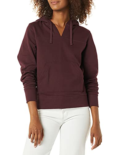 Amazon Essentials Felpa con Cappuccio con Scollo a v Aperto a Maniche Lunghe e Vestibilità Classica Donna, Bordeaux, XXL