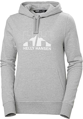 Helly Hansen Donna Felpa Con Cappuccio Nord Grafica, XL, Grigio Melange