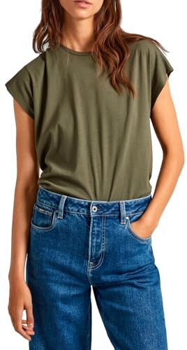 Pepe Jeans Bloom T-Shirt, Verde (Olivine Green), XL Donna