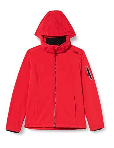 CMP Giacca In Softshell Da Donna Con Cappuccio Removibile, Ferrari-Nero, L