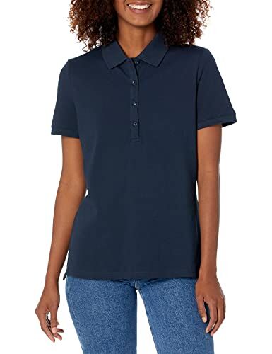 Amazon Essentials Polo A Manica Corta (Taglie Forti Disponibili) Donna, Blu Marino, XL