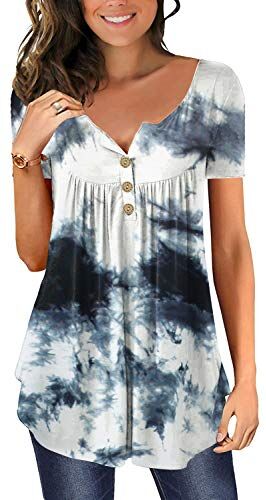 Ranphee Camicia Manica Corta Donna Tunica Maglietta Camicetta Floreale per Le Donna Elegante Top Tie-Dye 3XL