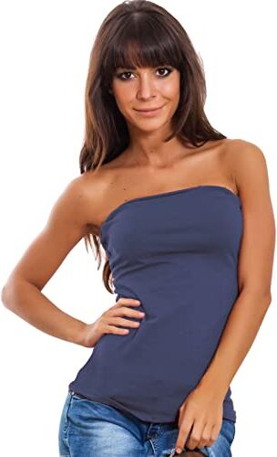 Toocool Top Fascia Donna Tubo Tube Senza Maniche Bandeau Aderente Corpetto AS-835-1 [Taglia Unica,Blu Polvere]