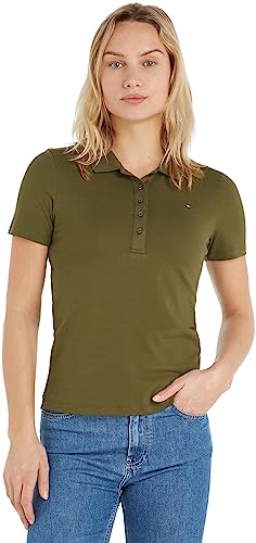 Tommy Hilfiger Maglietta Polo Maniche Corte Donna Slim Fit, Verde (Putting Green), M