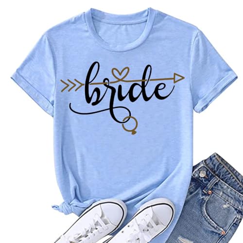 JPHCHSC Moda Donna t-Shirt Sposa Squad Camicette Addio al Nubilato Tshirt da Sposa Team Bride Top Addio al Nubilato Addio al Nubilato Magliette a Maniche Corte 056