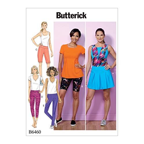 Butterick Patterns  Pattern 6460 y, Pantaloni e Gonna, Pantaloncini da Donna, Misure XSm-Med, Multicolore