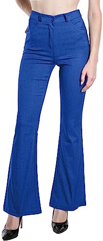 Laphilo Pantaloni da Donna Svasati Effetto Jeans Estensibile Vita Alta Skinny Push up Zampa Elefante Campana in Denim Slim Fit cod.3050 (M, Royal)