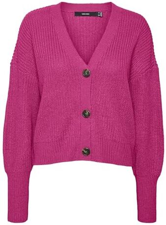 Vero Moda Vmlea Ls V-neck Cuff Cardigan Noos, Maglione Donna, Rosa Yarrow, XXL