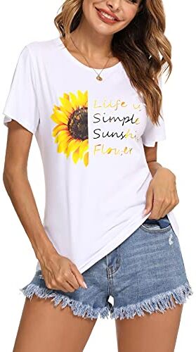 Irevial Maglietta Donna Manica Corta Elegante Maglietta Donna Estiva T Shirt Donna Basic Girocollo Casual Top Sportivo Donna Estivo con Stampa