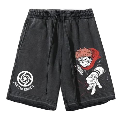 XSLGOGO Jujutsu Kaisen Pantaloncini Estate Nuovi Pantaloncini Vintage Lavati Casual Hip Hop Rap Cinque Pantaloni Pantaloncini da Corsa Cortometraggi Anime Gojo Satoru