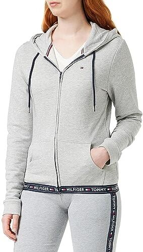 Tommy Hilfiger Felpa con Cappuccio e Zip Donna Terry Cerniera, Grigio (Grey Heather), M