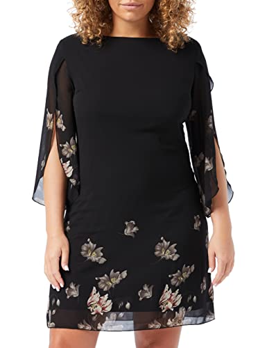 GRACE KARIN Abito da Sera da Sera Midi vestibilità Ampia da Donna Abito Estivo Chiffon Manica 3/4 L Nero-Rosa