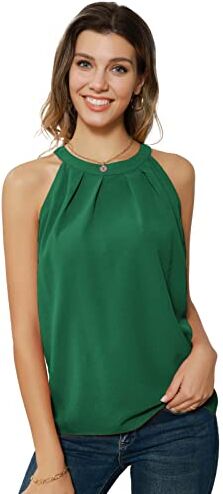 GRACE KARIN Donna Tank Top Senza Manica Spalle Scoperta Tops Body Top Elegante Sexy Verde Foresta 2XL