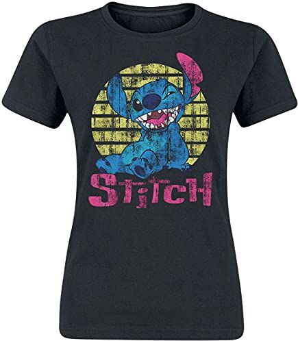 Lilo and Stitch Lilo & Stitch Vintage Stitch Donna T-Shirt Nero XL 100% Cotone Regular