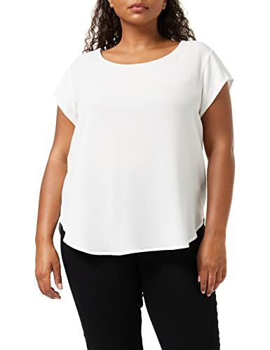 Only Women Unicolored Short Sleeve Blouse   Basic Round Neckline   Blouses T-Shirt Top ONLVIC, Colore:Bianco, Taglia:40