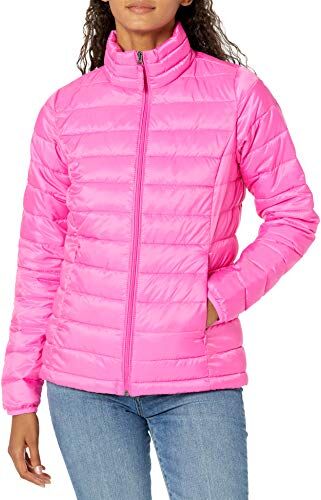 Amazon Essentials Piumino Leggero a Maniche Lunghe Resistente all'Acqua Ripiegabile (Disponibile in Taglie Forti) Donna, Rosa Fluo, XL