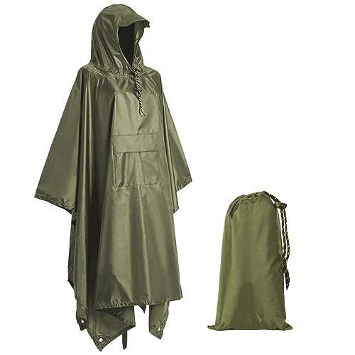 Accevo Poncho Antipioggia Impermeabile Uomo Antipioggia, Giacca Antipioggia Uomo con Cappuccio 3 in 1 Multifunzionale, Mantella Antipioggia Impermeabile Donna Antipioggia per il Stuoia Campeggio,Trekking.