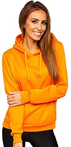 BOLF Donna Felpa con Cappuccio Maglia Manica Lunga Classica Hoodie Tempo Libero Sport Fitness Outdoor Basic Casual Style W02B Arranancione S [A1A]