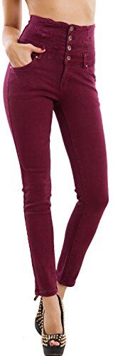 Toocool Jeans Donna Pantaloni Skinny Vita Alta Sigaretta Colorati Elastici Nuovi M5342 [XS,Bordeaux]