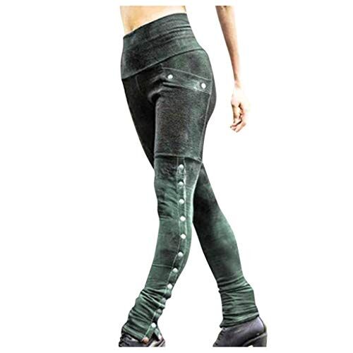 KEERADS Pantaloncini sportivi doppio uomo lato pantaloni e sexy patchwork donna vita sottile matita fit rivetti Stretchy High Pants Jeans taglio dritto a vita alta (1-Grey, M)