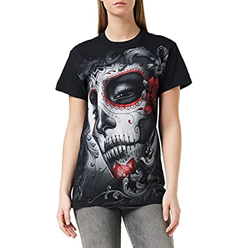 Spiral Skull Roses Uomo T-Shirt Nero L 100% Cotone Regular