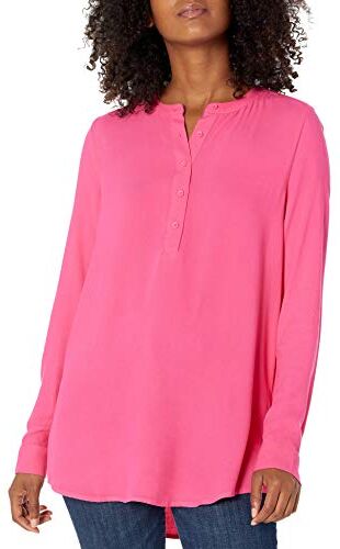 Amazon Essentials Camicetta in Tessuto a Maniche Lunghe Donna, Rosa Brillante, S