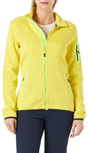 CMP Giacca in Knit-Tech da Donna con Cappuccio Fisso, Limone-Bianco, 40